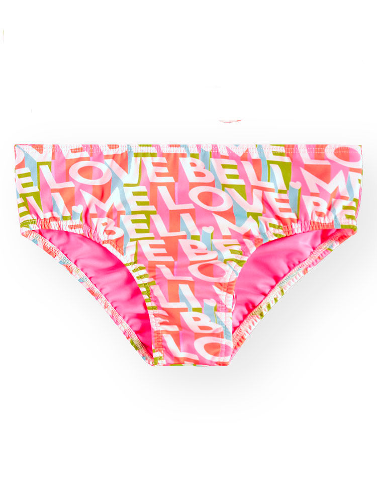 Biquíni Infantil Menina Rosa Neon Love em Malha UV