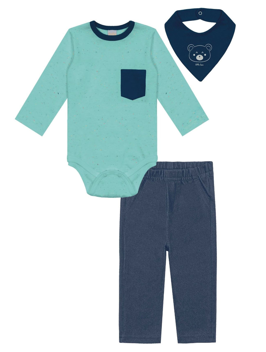 CONJ BODY ML, CALCA E BABADOR VD MINERAL/AZ MAR/AZ