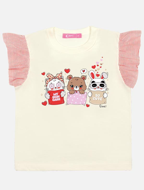 PIJAMA BLUSA E SHORTS NATURAL/VM MARTE