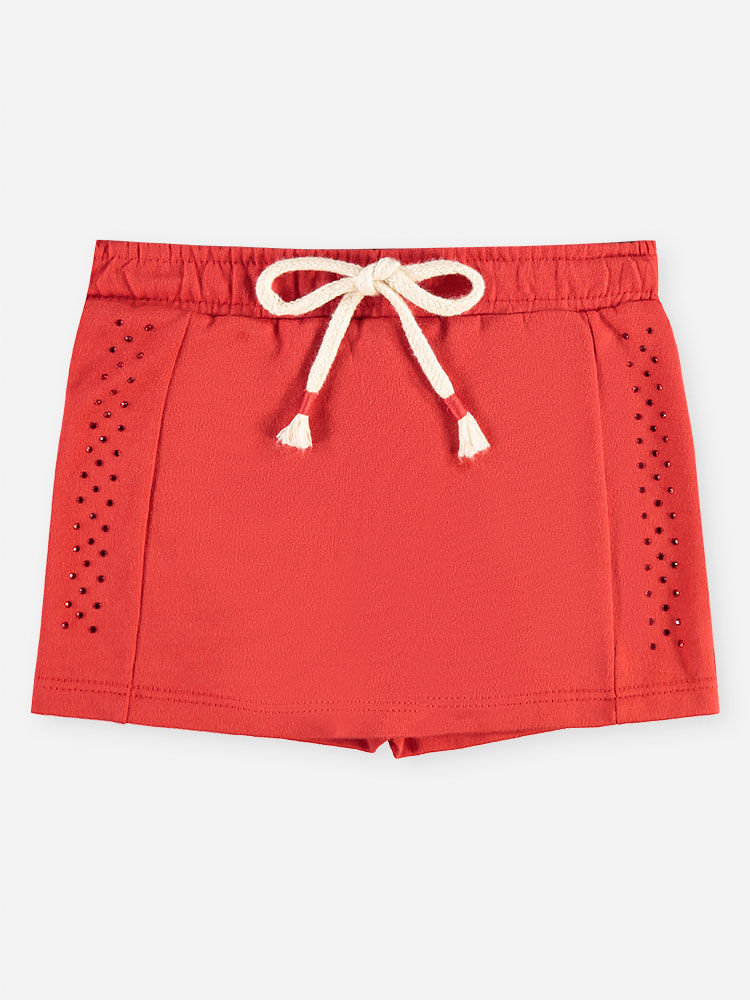 Conjunto Bebê Blusa de Morango e Short-Saia Vermelho