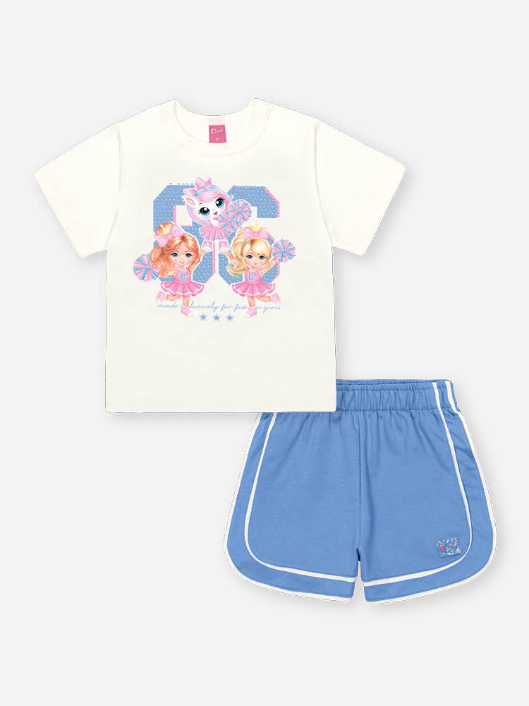Conjunto Infantil Cheerleader com Shorts em Moletinho – Conjunto Menina Best Friends Cinti NATURAL/AZ PROVENCE