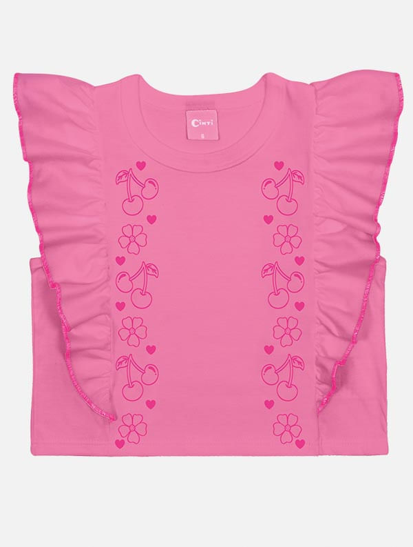 Conjunto Infantil Menina Tutti-Frutti Blusa E Short Rosa Mundo Cinti
