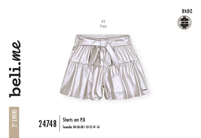 Shorts em P.U. Infantil Menina Pop Star Beli.me