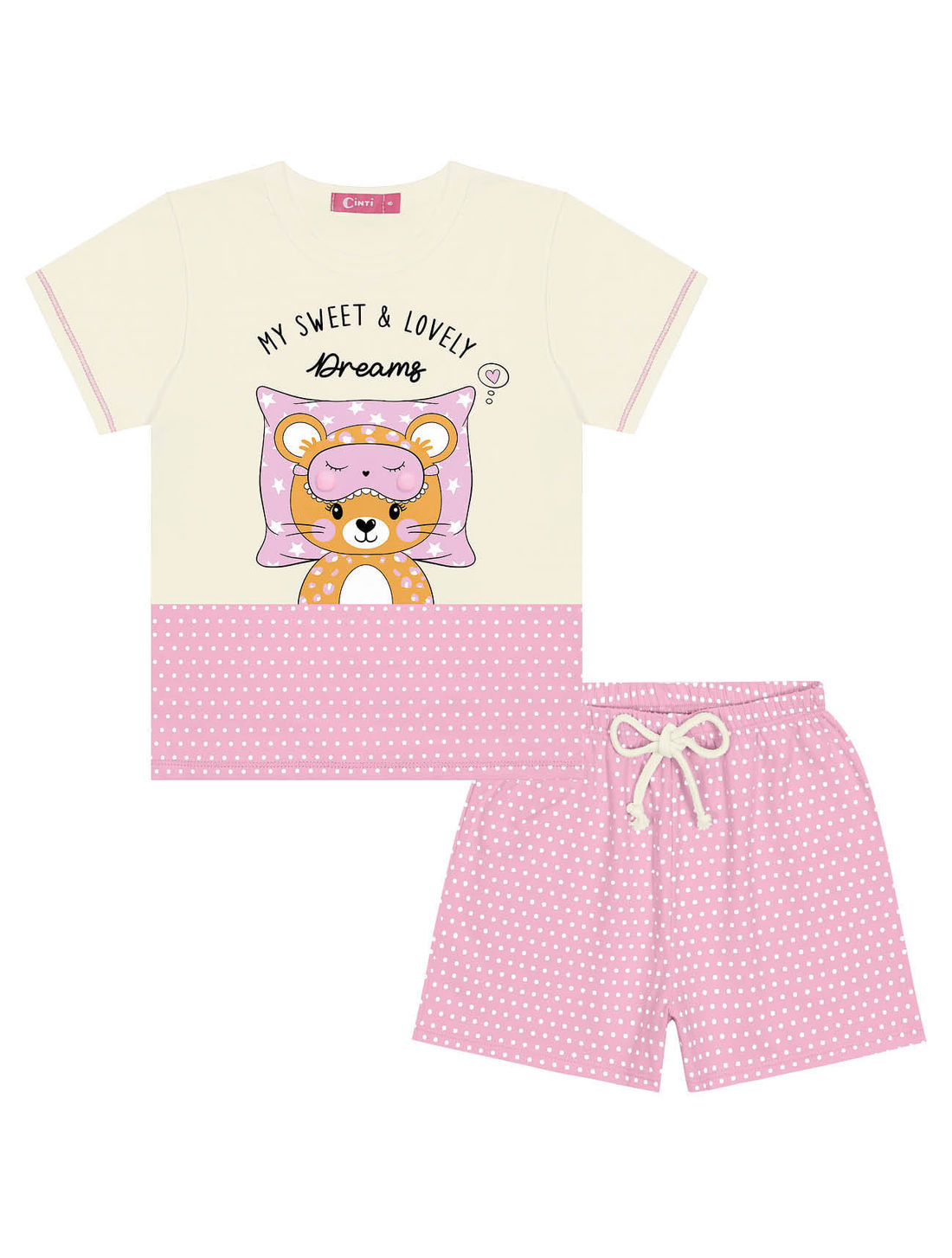 PIJAMA BLUSA E SHORTS NATURAL/RS IOGURTE