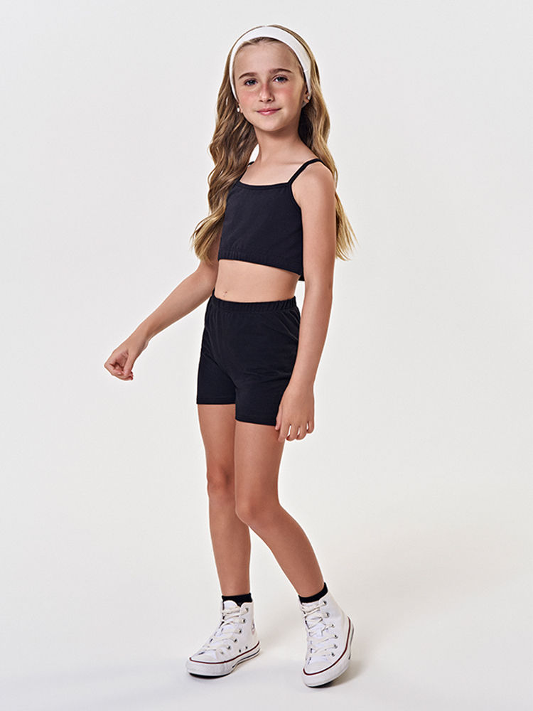 Shortinho Infantil Básico Malha Preto