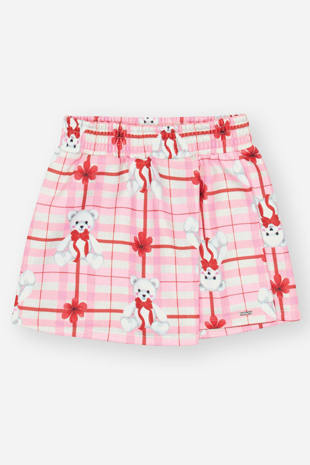 Conjunto Infantil Menina Blusão Laço E Short-Saia Rosa Mundo Cinti