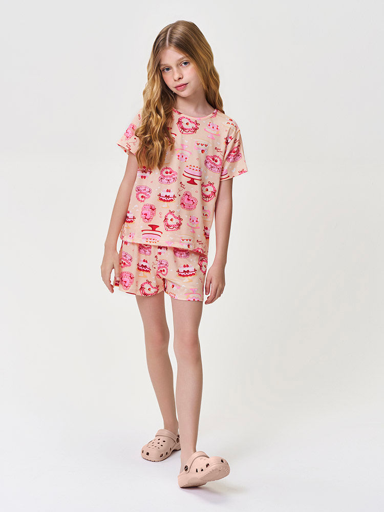Conjunto Infantil Menina Pijama Parfait em Malha Suede