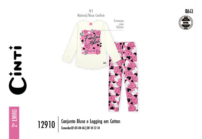 Conjunto Infantil Menina Fabulous Corações Mundo Cinti