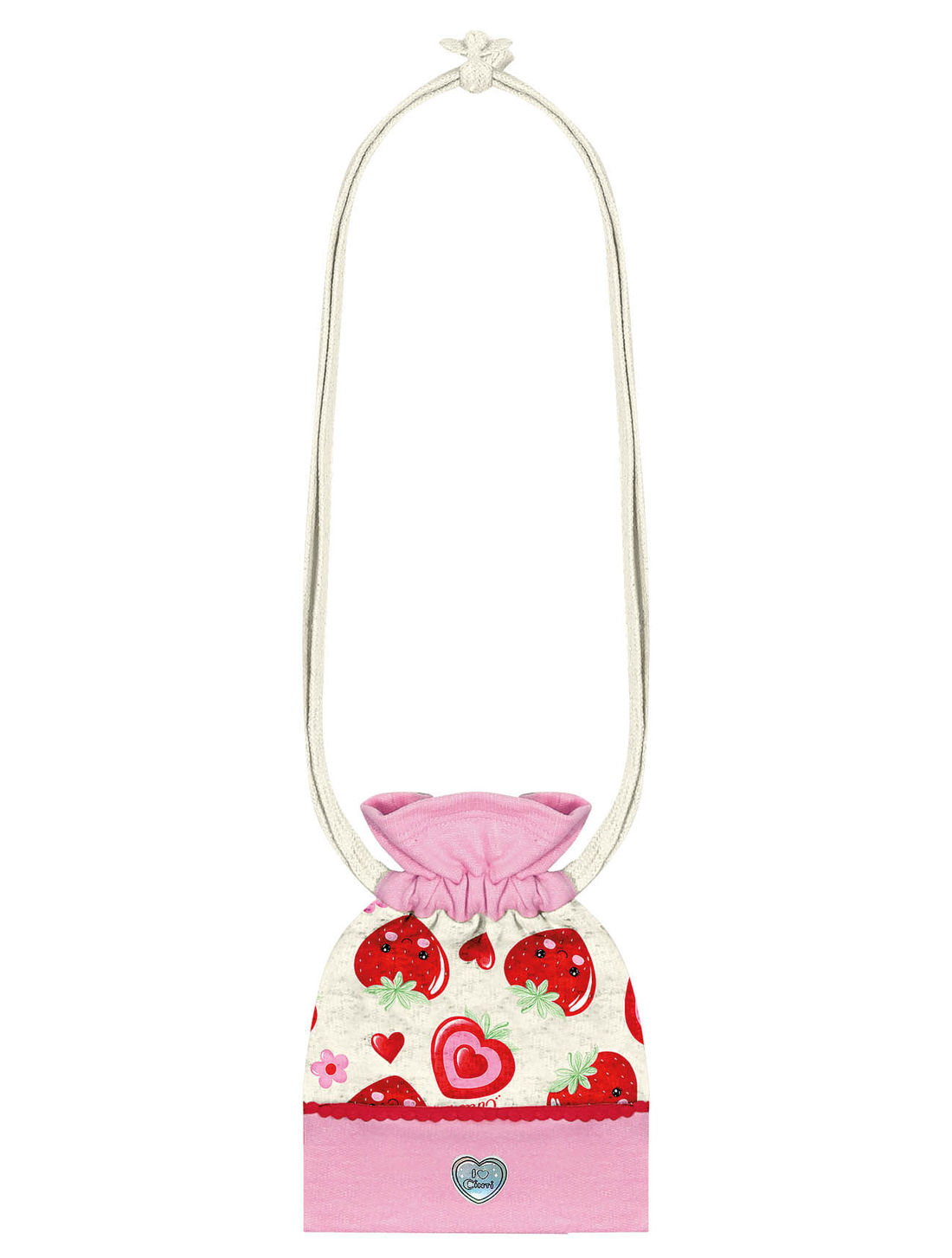 Conjunto Infantil Menina Blusa Gatinha; Short-Saia E Bolsa Strawberry Off White E Rosa Cinti