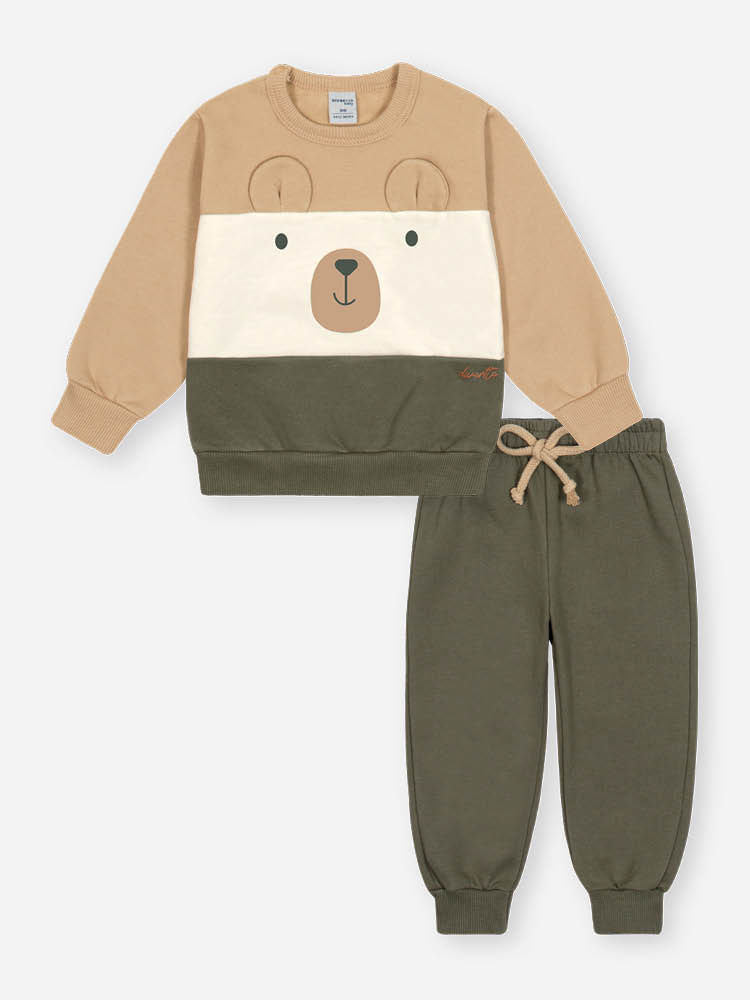 Conjunto Infantil Ursinho em Moletom Felpado – Look de Inverno Quentinho e Confortável