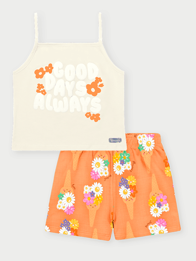 Conjunto Infantil Menina Good Days Laranja Abrange Conjunto Infantil Menina Good Days Laranja Abrange