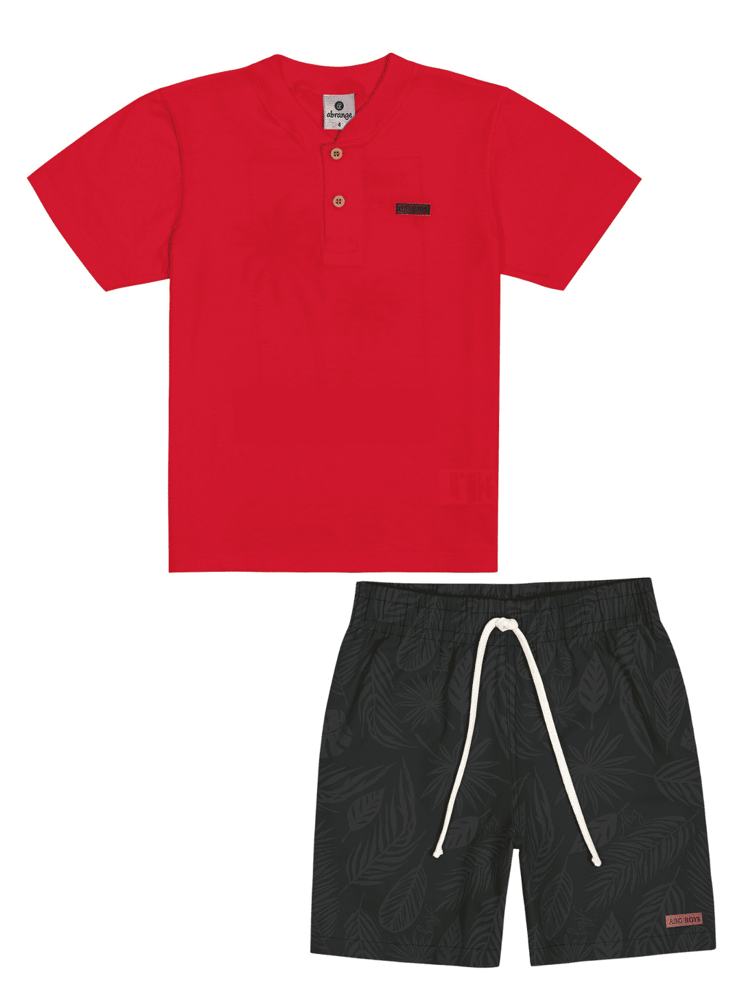 Conjunto Camiseta Estampa Costas E Bermuda Vermelho E Cinza Chumbo Abrange Conjunto Camiseta Estampa Costas E Bermuda Vermelho E Cinza Chumbo Abrange
