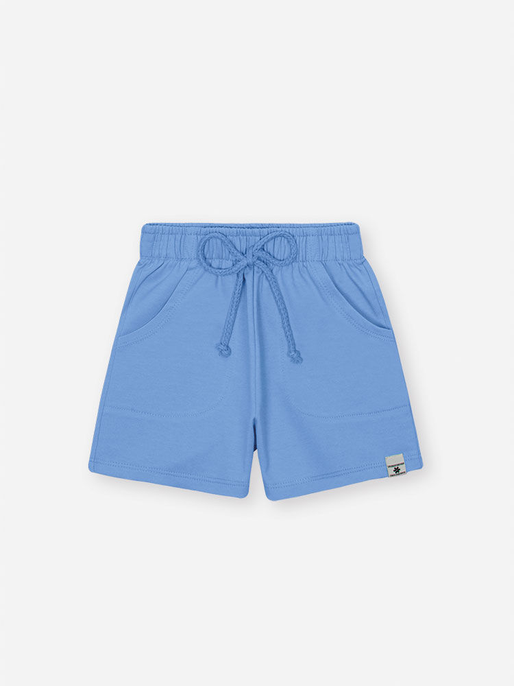 Shorts Infantil Básico em Moletinho – Short Menina Verão com Cordão AZUL PROVENCE