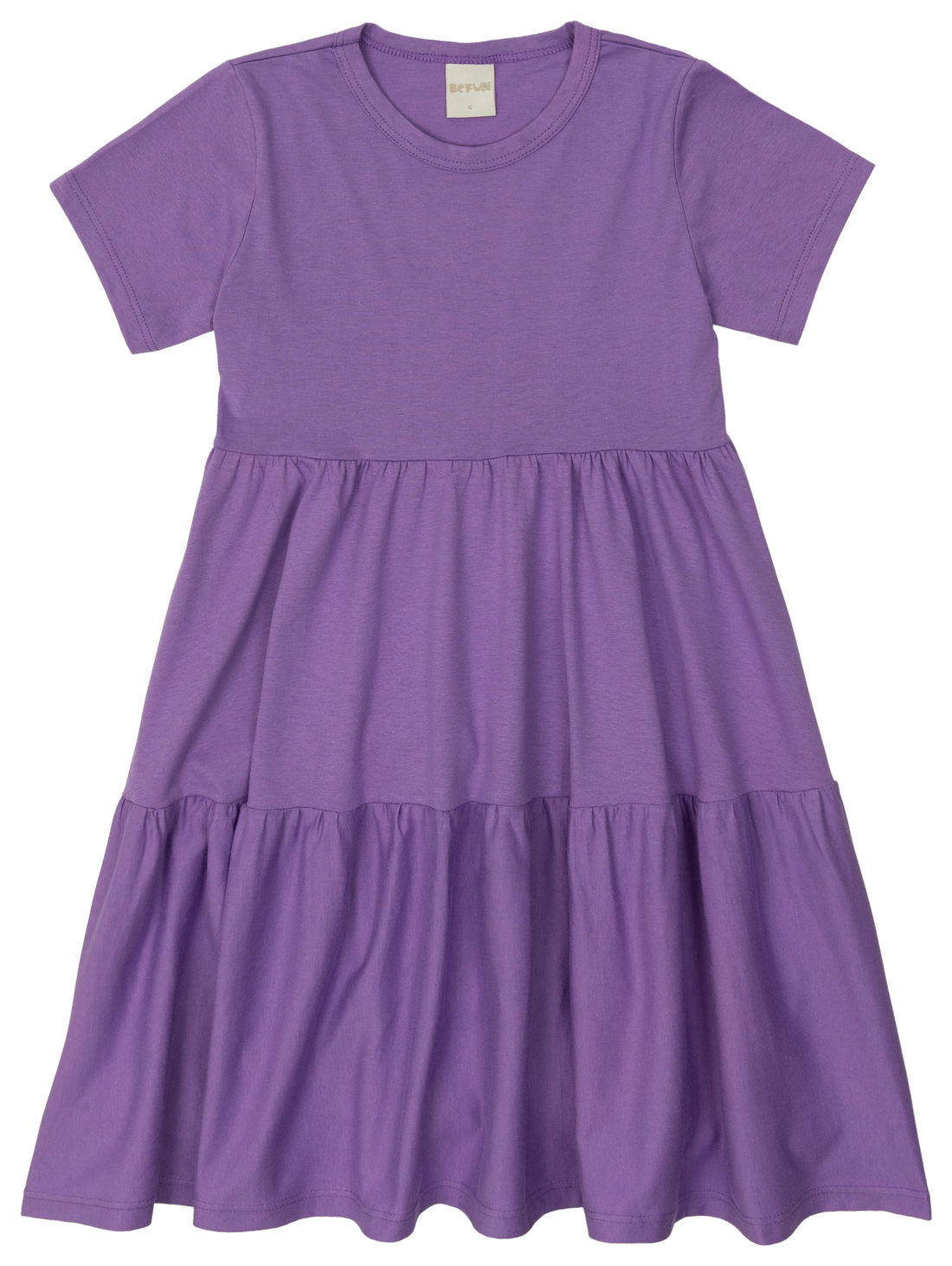 Vestido Infantil em Camadas Básico Manga Curta Roxo Vestido Infantil em Camadas Básico Manga Curta Roxo
