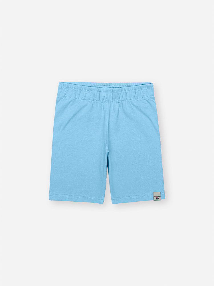 Bermuda Ciclista Infantil Básica em Cotton com Algodão – Ciclista Menina Verão com Elastano AZUL PORCELANA