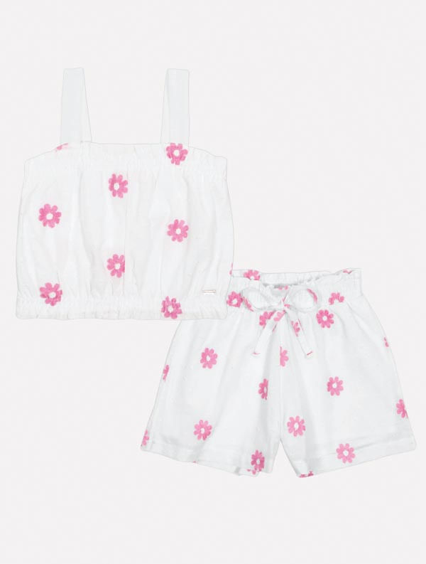 CONJ BLUSA E SHORTS BRANCO/BRANCO