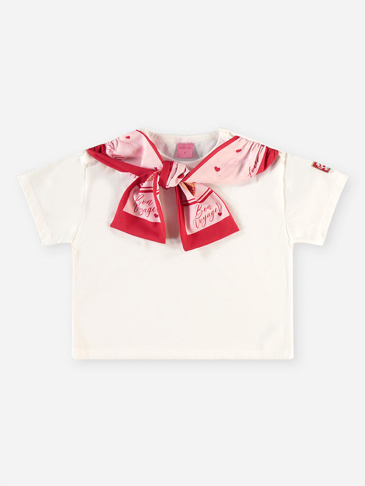 Conjunto Infantil Menina Blusa Boxy com Lenço e Short Vermelho