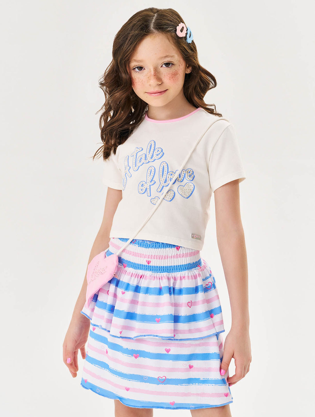 CONJ BLUSA,SAIA/SHORTS E BOLSA NAT/AZ HORTENS/RS IO