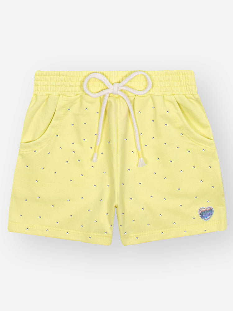 Shorts Infantil em Moletinho – Short Menina Verão Colorido com Cordão AMARELO LEMON