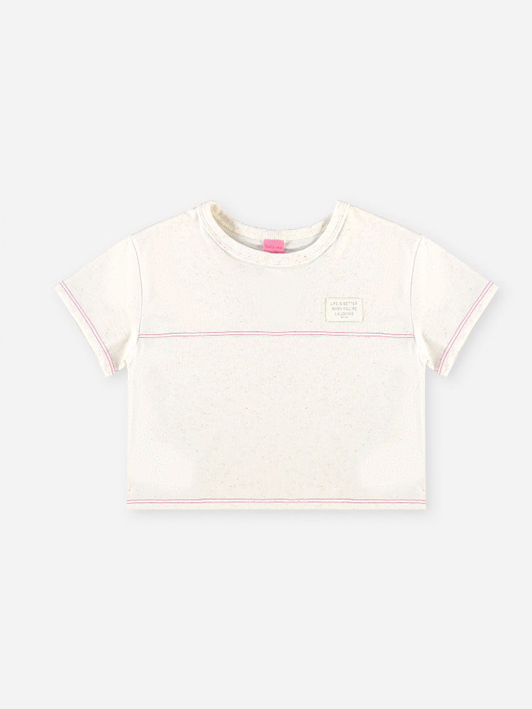 Conjunto Infantil Menina Blusa Boxy e Short com Linho Iogurte