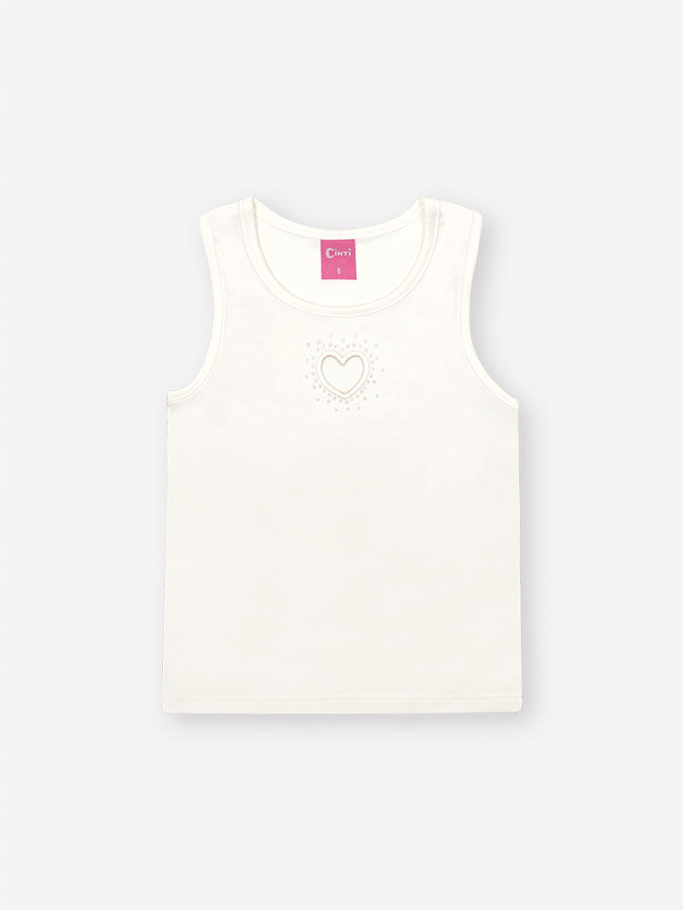 Conjunto Infantil com Regata em Cotton e Shorts Listrado – Look Menina Verão com Bordado Vazado e St NATURAL/RS CRUSH