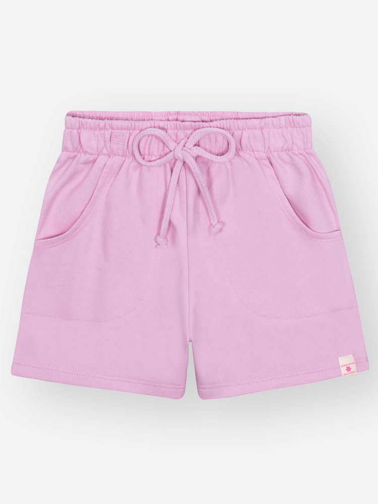 Shorts Infantil Básico em Moletinho – Short Menina Verão com Cordão LILAS CINTI