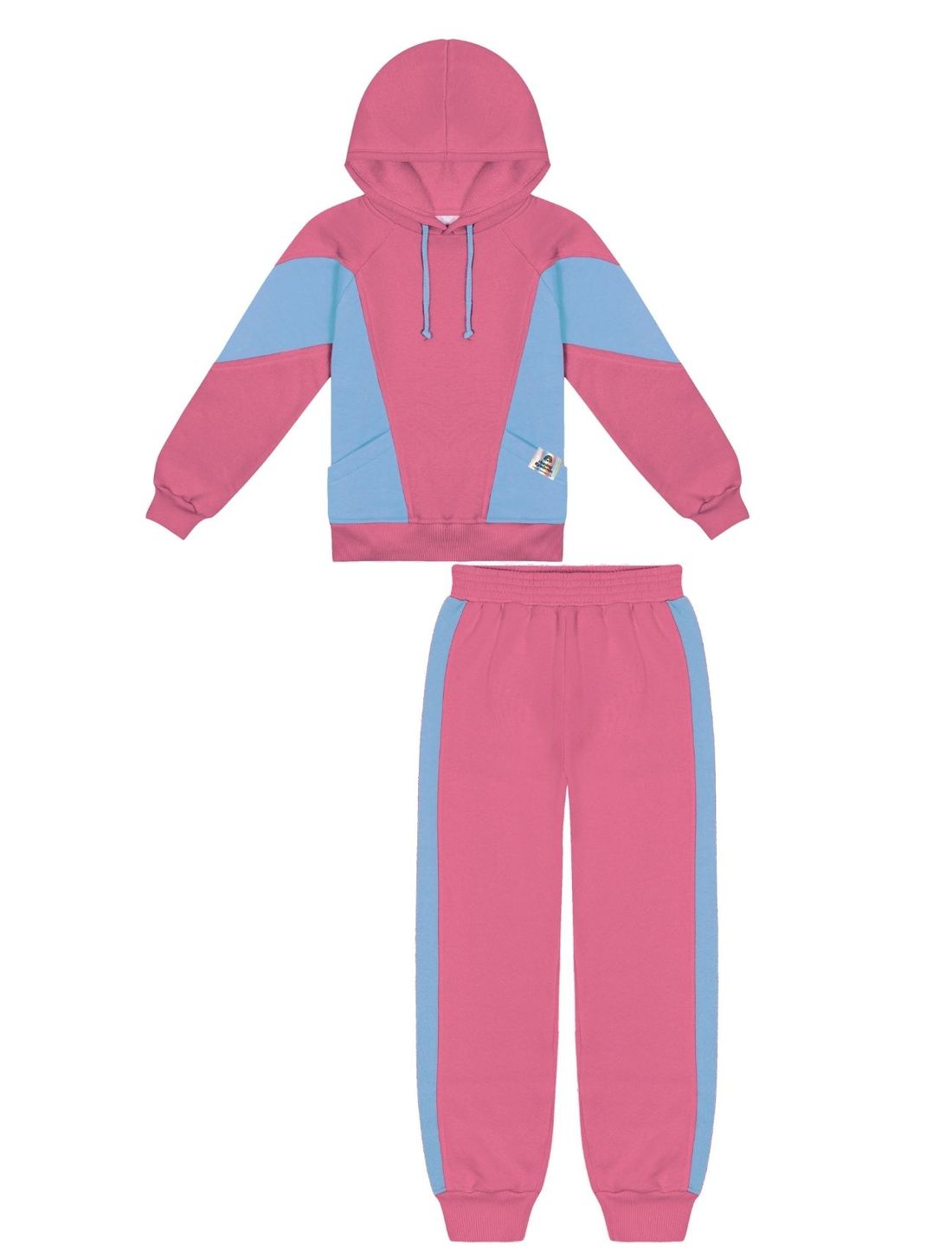 Conjunto Blusão E Calça Jogger Color Block Rosa E Azul CTV
