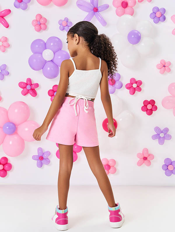 CONJ BLUSA E SHORTS NATURAL/RS BARBIE