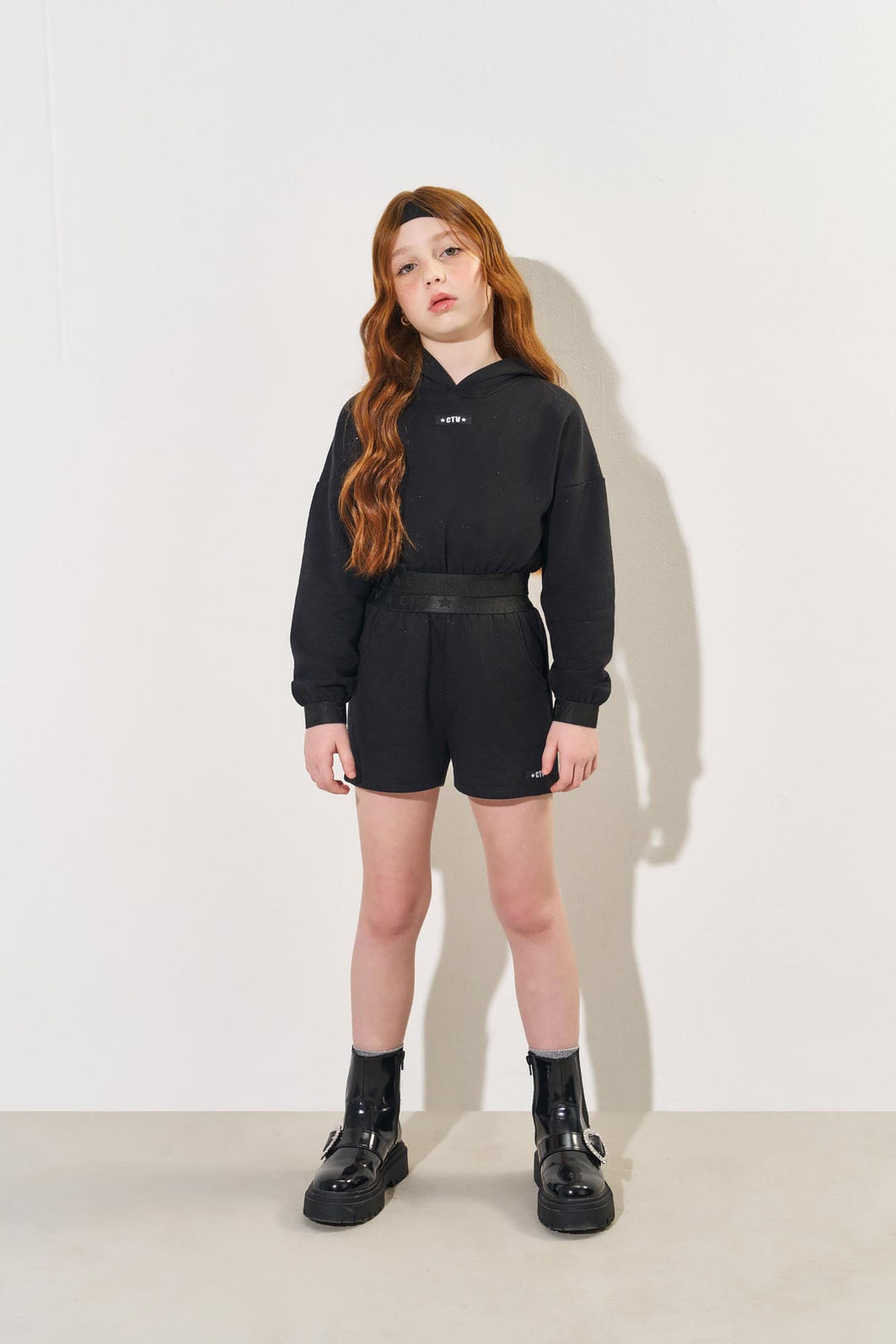 Short Infantil Menina Glitter Preto CTV