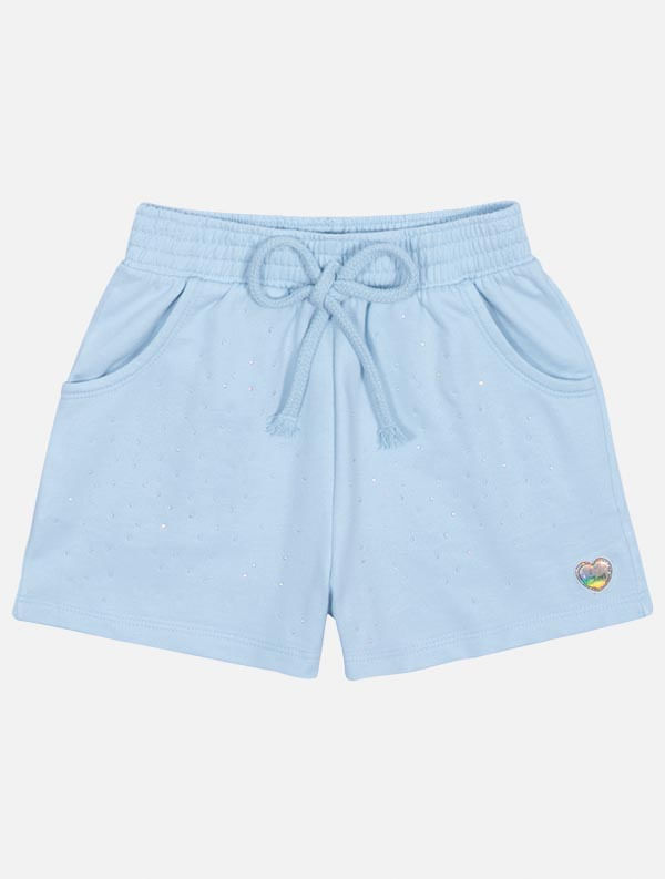 Shorts Infantil Menina Com Strass Azul Mundo Cinti