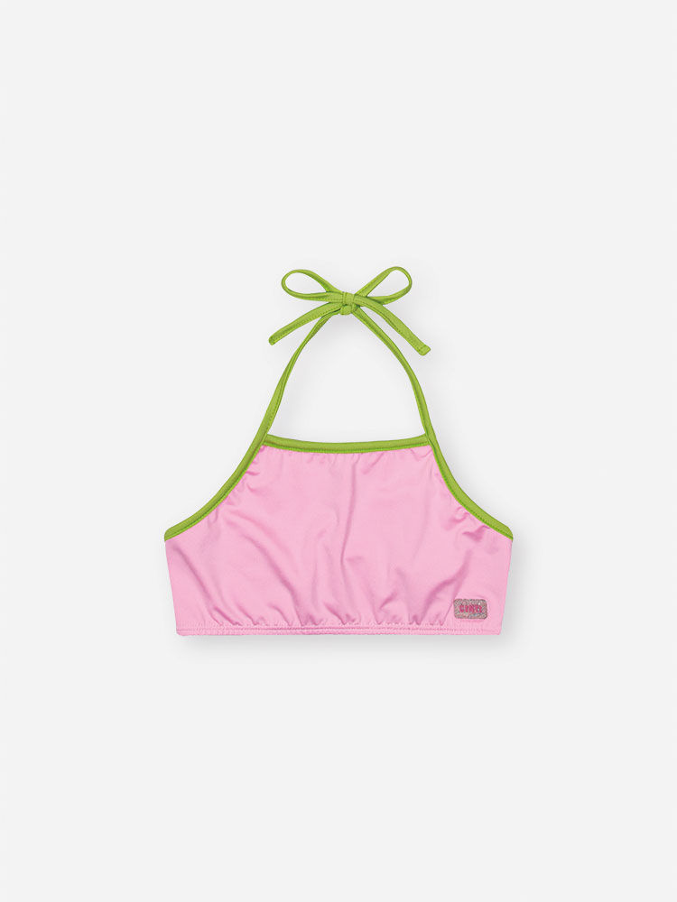 Biquíni Infantil em Malha UV Neon – Moda Praia Menina Verão com Proteção UV e Cores Vibrantes ROSA IOGURTE