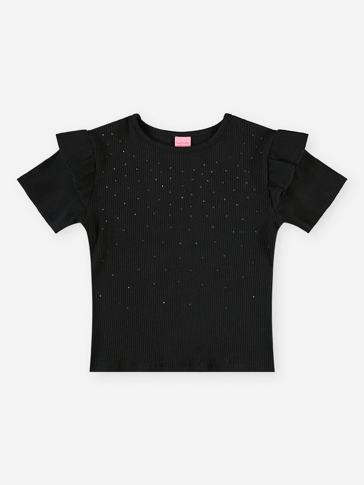 Conjunto Infantil Jardim de Luz com Blusa Strass e Short Floral