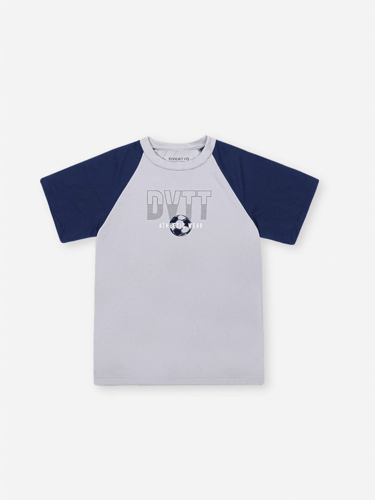 Conjunto Infantil Sportwear com Camiseta Fit Space Green e Bermuda em Nylon Aspen CINZA/NEW MARINHO