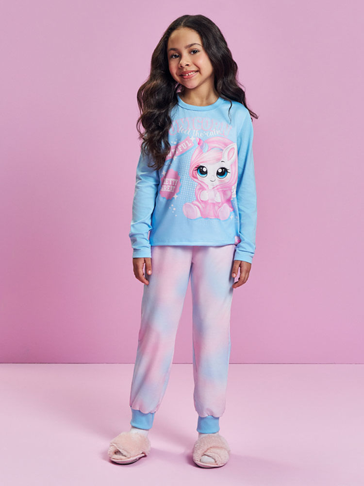 Pijama Infantil Menina Unicórnio Brilhinho Mundo Cinti
