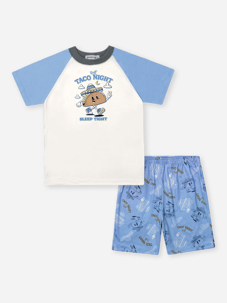 Pijama Infantil Raglan Taco Night Natural
