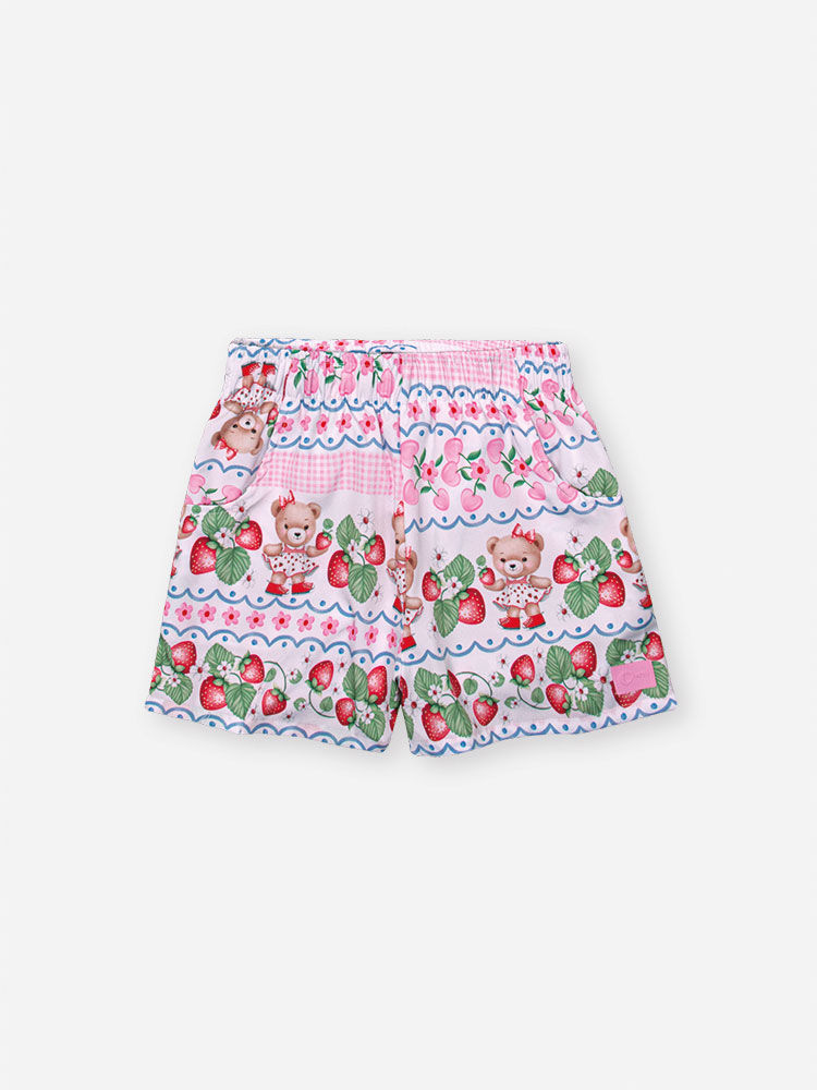 Conjunto Infantil com Blusa Boxy e Shorts em Tricoline Sublimado – Look Menina Verão com Etiqueta co ROSA IOGURTE