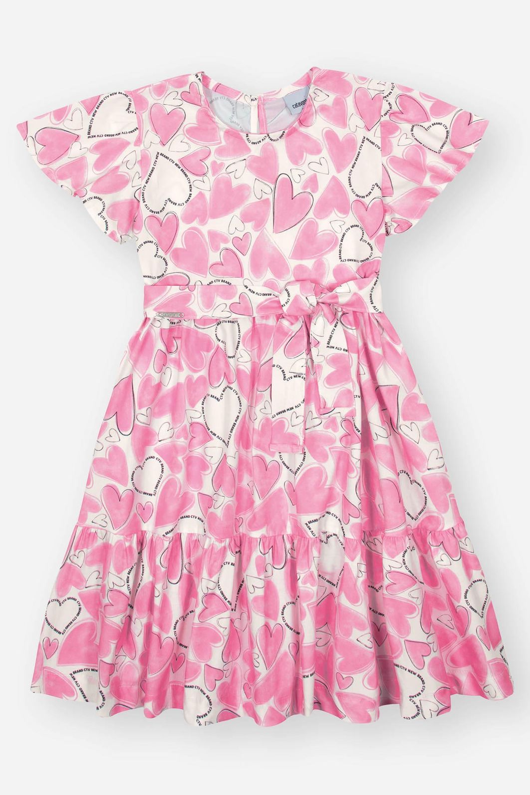 Vestido Infantil Menina Corações Rosa CTV