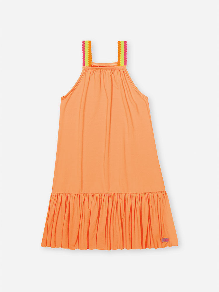 Saída de Praia Infantil em Malha UV Neon – Vestido Praia Menina Verão Neon LARANJA NEON FORTE