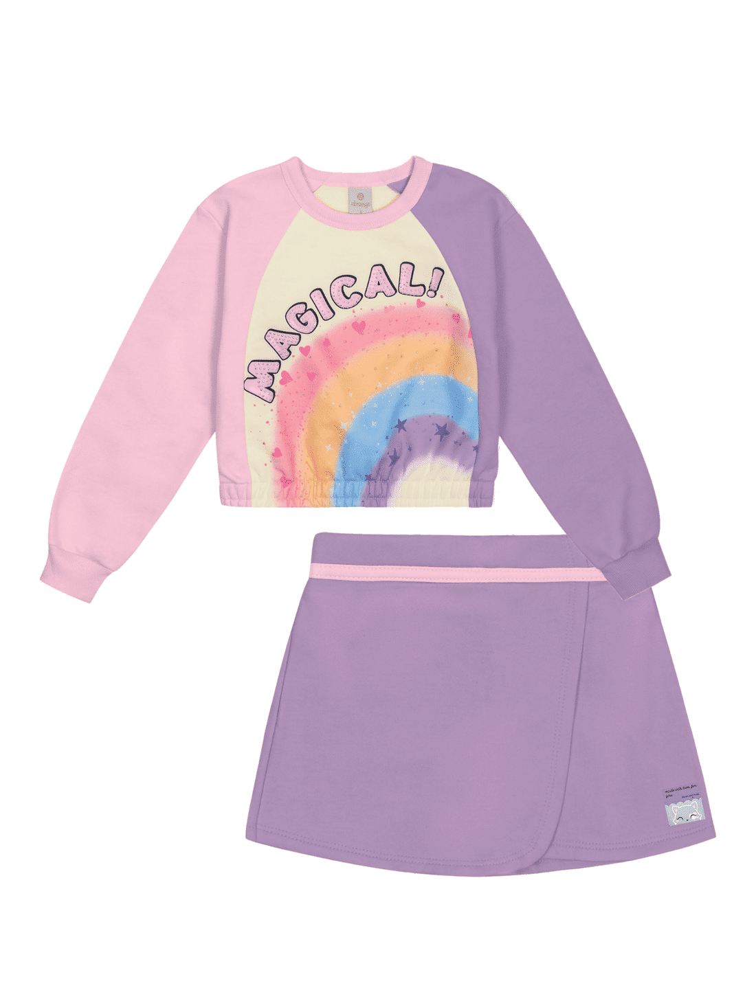 CONJ BLUSAO E SHORTS/SAIA ROSA CANDY/LL TULIPA