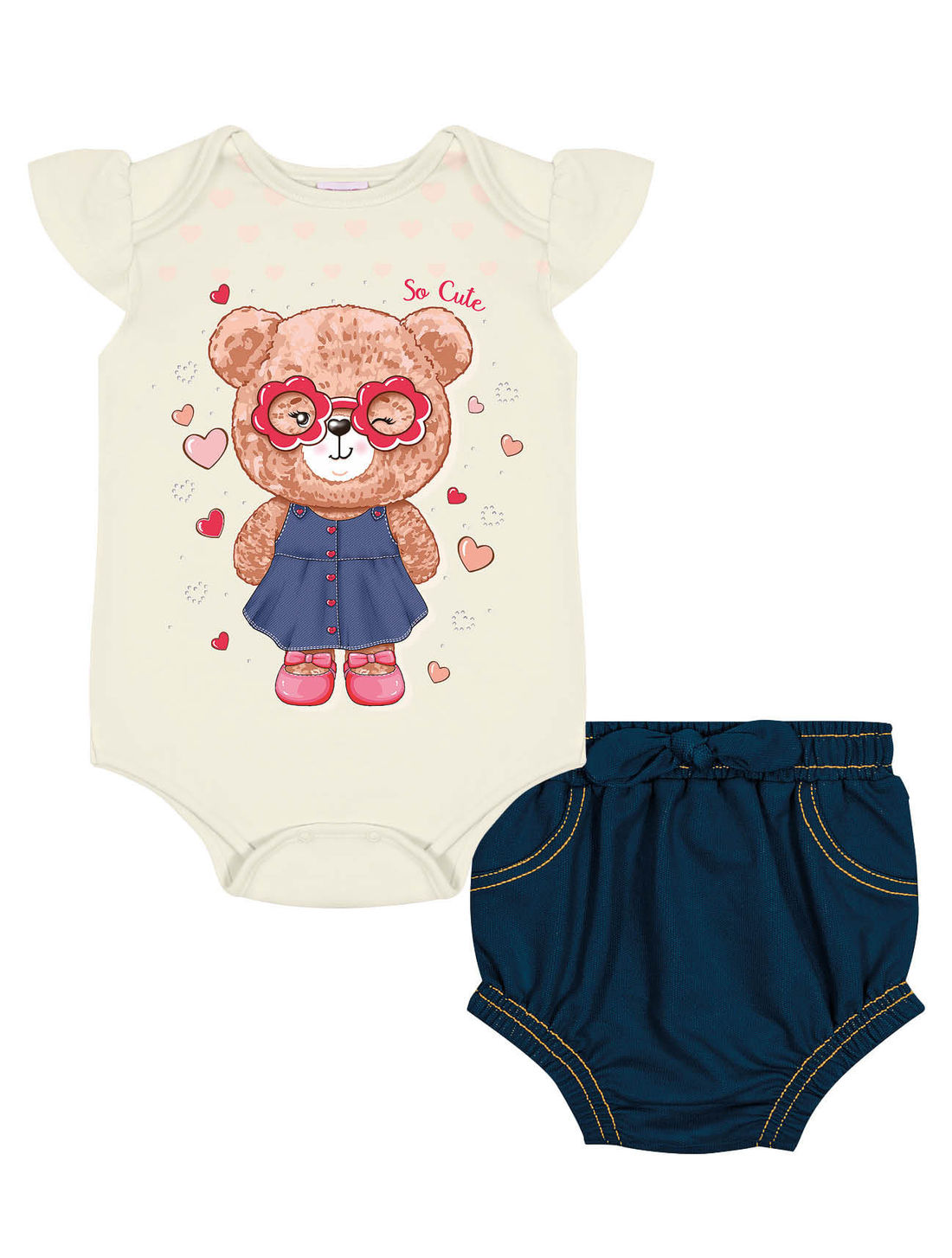 CONJ BODY E SHORTS NATURAL/AZ JEANS ESC