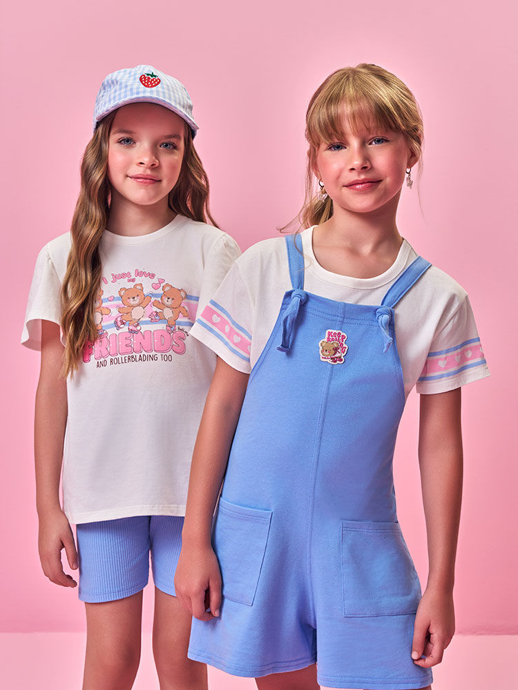 Conjunto Infantil Blusa de Ursinhos e Ciclista Azul