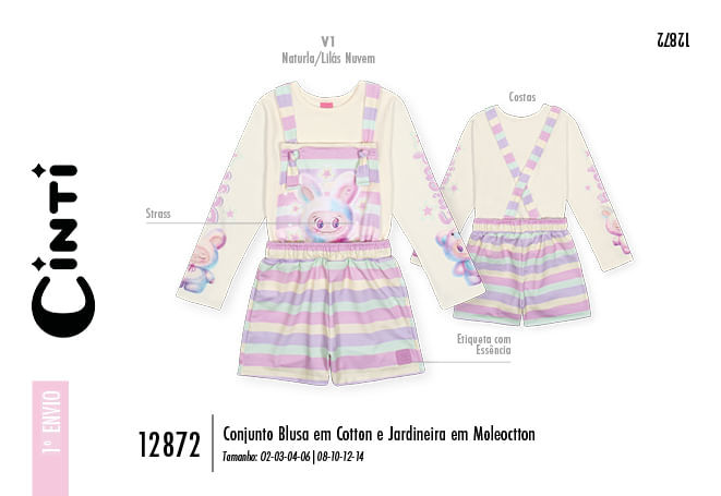 Conjunto Menina Mostrinho Listrado Mundo Cinti