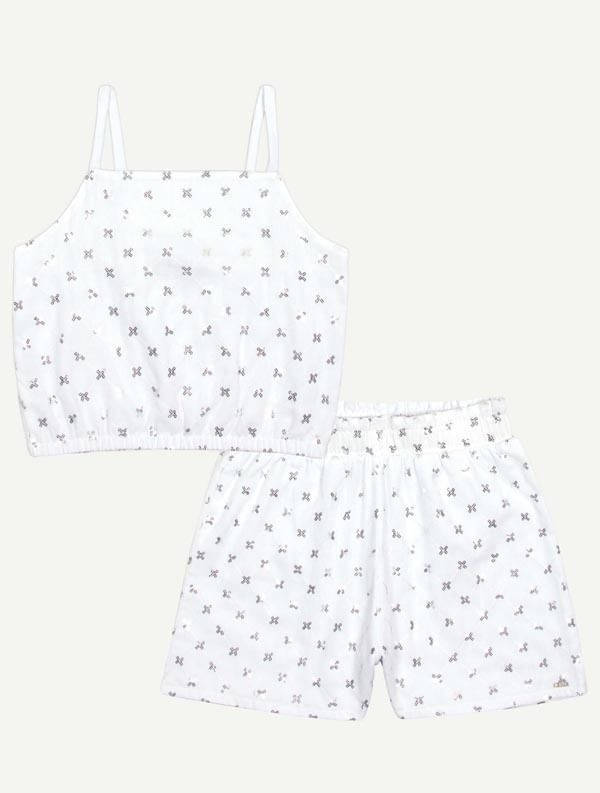 CONJ BLUSA E SHORTS BRANCO/BRANCO