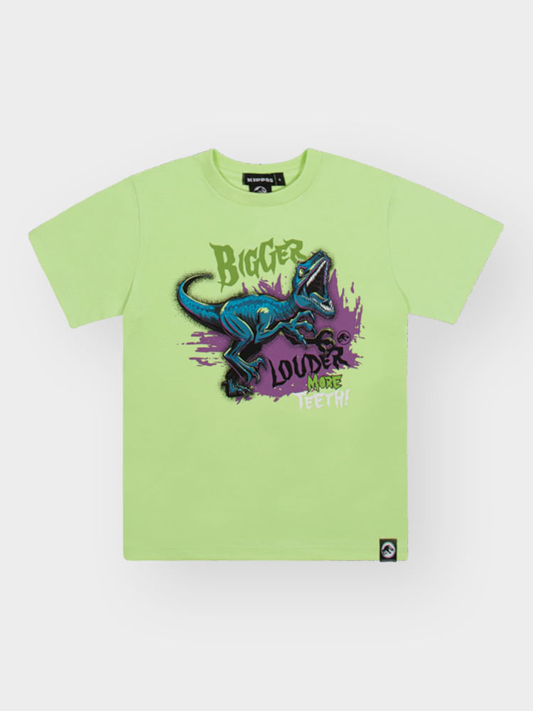 Camiseta Menino Velociraptor Verde Kippos