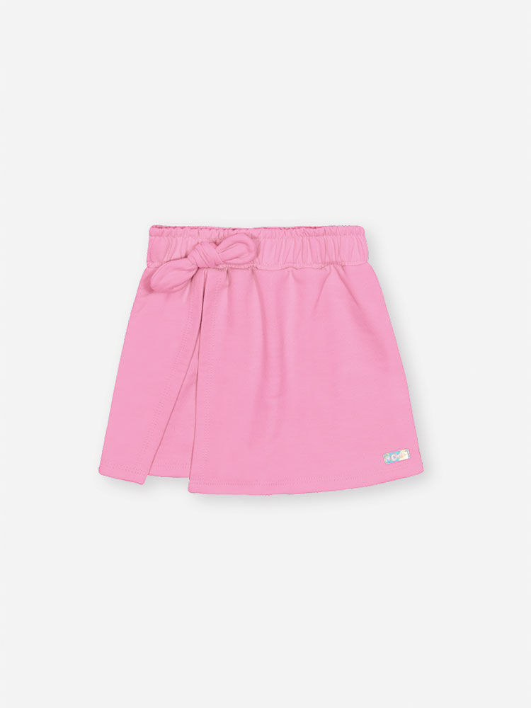 Short-Saia Infantil Macio em Moletom com Laço ROSA BARBIE