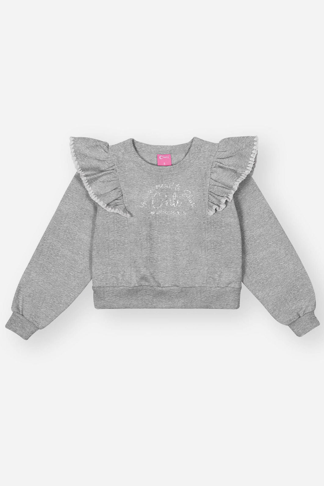 Conjunto Infantil Menina Blusão Babado E Calça Mescla Mundo Cinti Conjunto Infantil Menina Blusão Babado E Calça Mescla Mundo Cinti