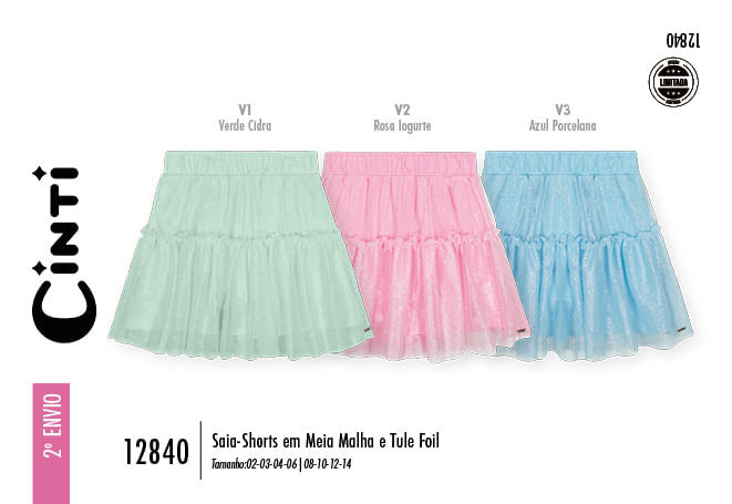 Saia-Short Infantil Menina em Tule Mundo Cinti