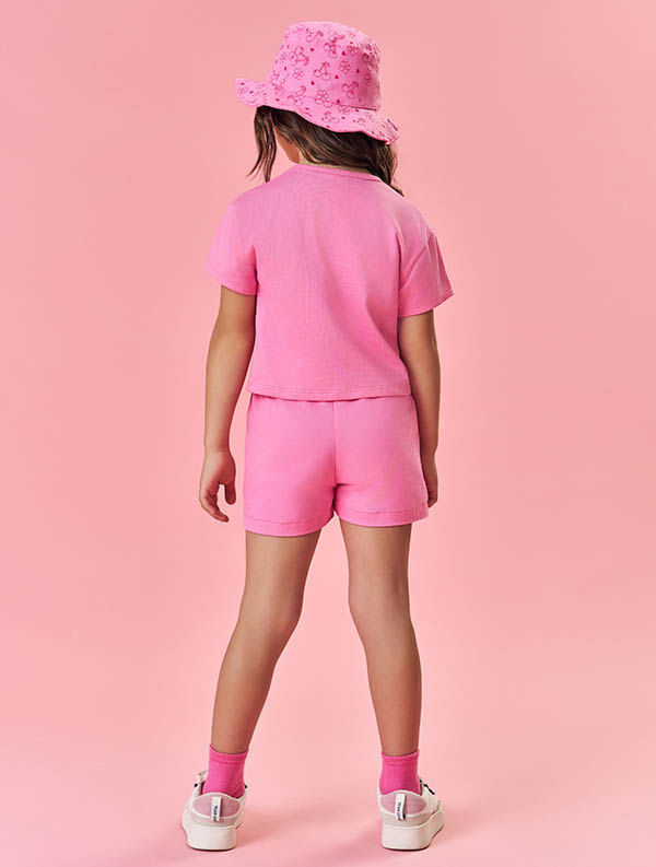 Conjunto Infantil Menina Tutti-Frutti Blusa; Short E Bucket Rosa Mundo Cinti