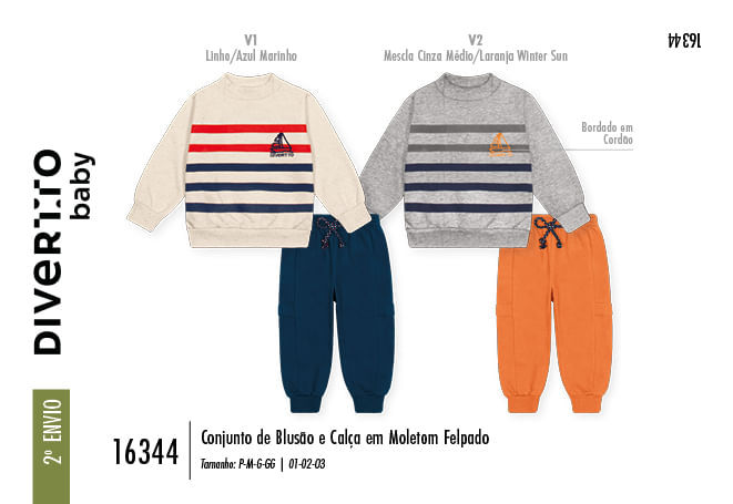 Conjunto Bebê Menino Listras Saylor's Divertto MESCLA MEDIO/LJ WINTER SUN