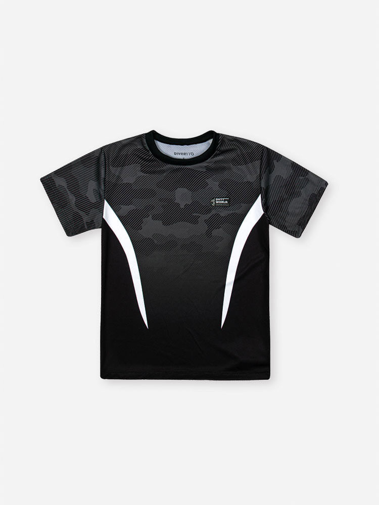Camiseta Infantil Sportwear Camuflada em Malha Dry Sport PRETO